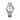 silver watch with a white face on a white background