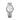 silver watch with a white face on a white background