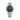 silver watch with a black face on a white background