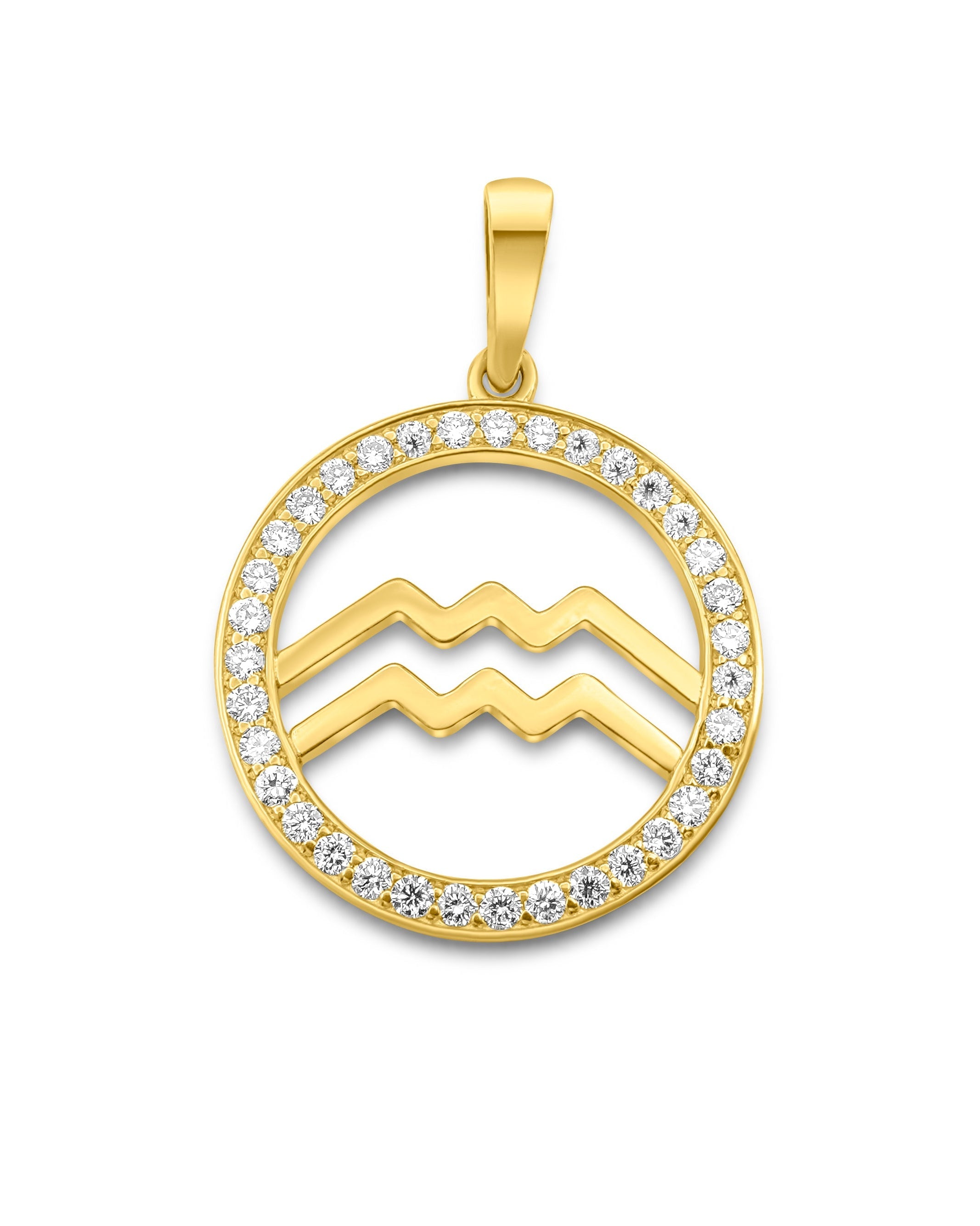 14K Gold Aquarius Zodiac Diamond Men's Pendant (0.65 CTW) – ECI