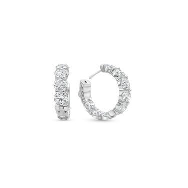 14K White Gold Diamond Hoop Earrings 8.17 CT