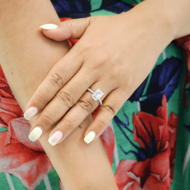 14K White Gold Emerald-Cut Diamond Engagement Ring 3.40 CT