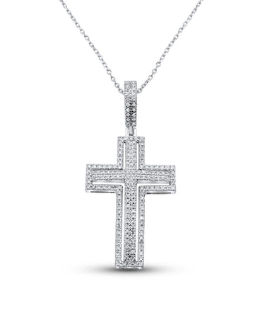 14K White Gold Fancy Cross Diamond Pendant (0.32 CTW)