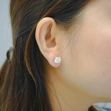 14K Yellow Gold Round Stud Earrings 4.15 CT