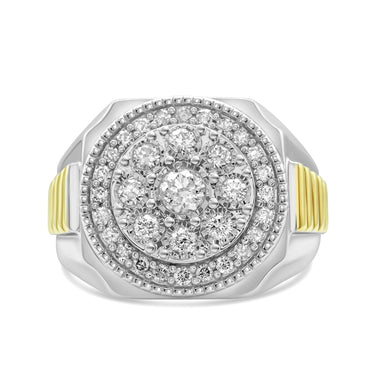 14K Two-Tone Gold White Men's Diamond Ring 0.71 CT
