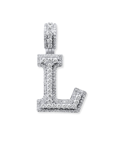 14k White Gold Diamond Initial "L" Pendant  0.85 Ctw