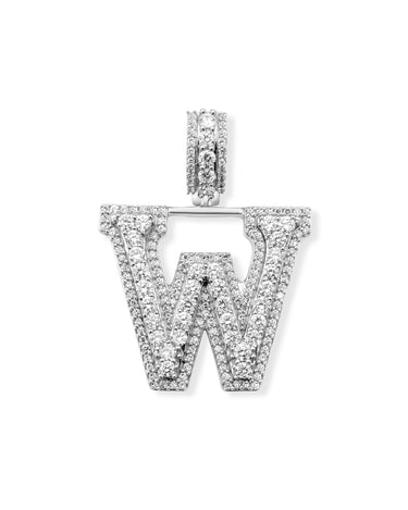 14k White Gold Diamond Initial "W" Pendant  1.18 Ctw
