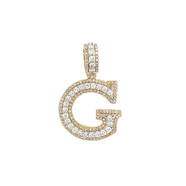 14k White  Gold Diamond Initial "G" Pendant  0.97 Ctw
