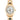 Front view of Rolex Datejust 178278 with white mother-of-pearl Roman dial and yellow-gold Oyster bracelet