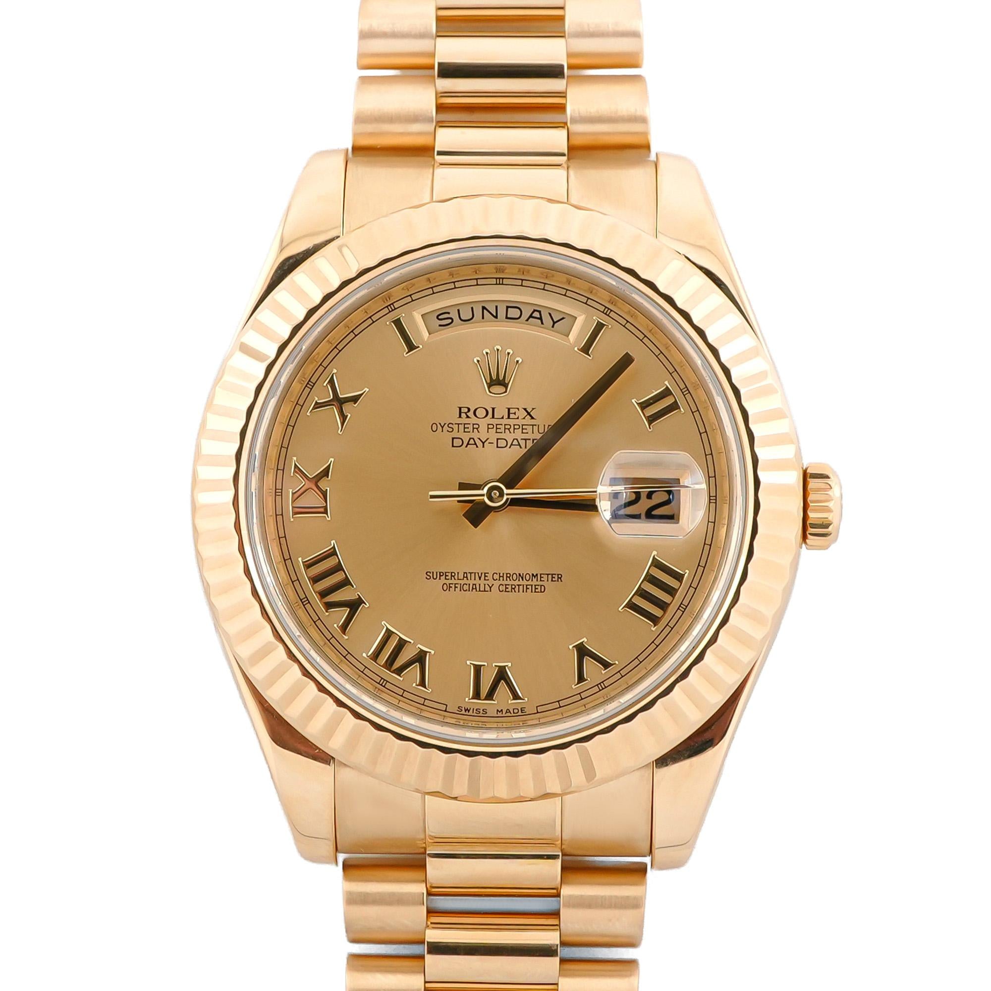 Rolex 218238 Day-Date II 41 mm 18K Yellow Gold Champagne Roman