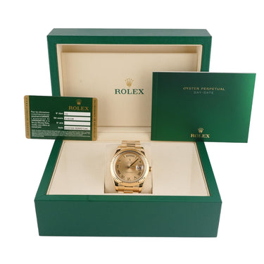 Rolex 218238 Day-Date II 41 mm 18K YG Champagne Roman Dial Box and Papers 2011