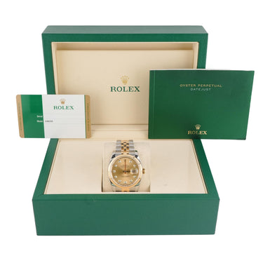 Rolex 116233 Datejust 36 mm Champagne Dial Jubilee Bracelet Box and Papers 2016