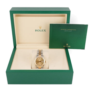 Rolex 68273 Datejust 31 mm Champagne Index Dial Jubilee Bracelet Box 1987