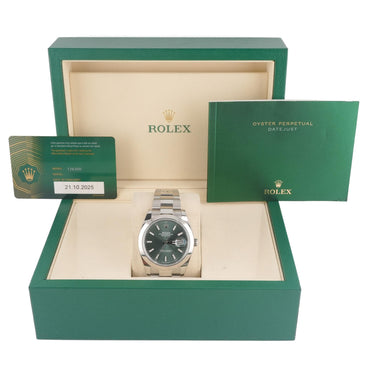 Rolex 126300 Datejust 41 mm Mint Green Dial Oyster Bracelet Box and Papers 2025