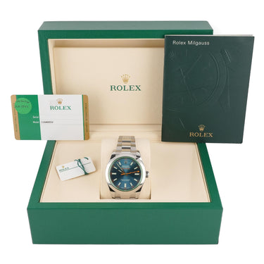 Rolex 116400GV Milgauss 40 mm Blue Dial Oyster Bracelet Box and Papers 2019