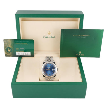 Rolex 126334 Datejust 41 mm Blue Roman Dial Jubilee Bracelet Box and Papers 2026