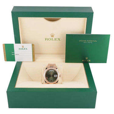 Rolex 228235 Day-Date 40mm Green Olive Dial President Bracelet Box & Papers 2020