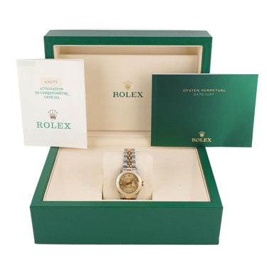 Rolex 69173 Lady-Datejust 26mm Champagne Dial Jubilee Bracelet Box & Papers 1990