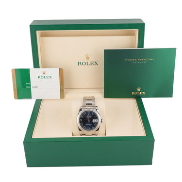 Rolex 116200 Datejust 36 mm Smooth Bezel Blue Roman Dial Box and Papers 2019