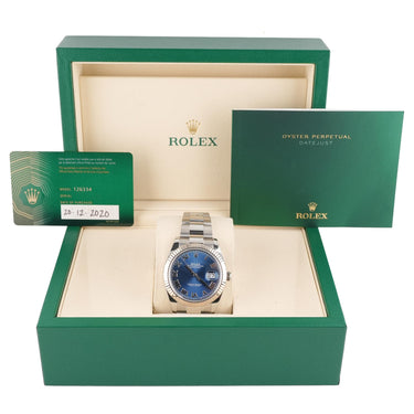 Rolex 126334 Datejust 41 mm Blue Roman Dial Oyster Bracelet Box and Papers 2020