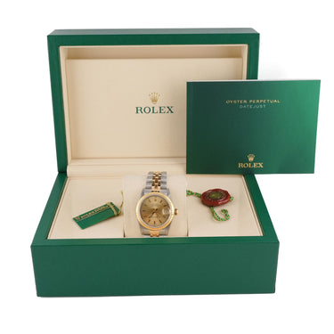Rolex 68273 Datejust 31 mm Fluted Bezel Champagne Dial Jubilee Bracelet Box 1995