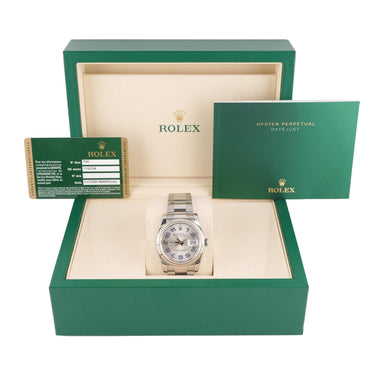 Rolex 116234 Datejust 36 mm Silver Arabic Dial Oyster Bracelet Box & Papers 2013