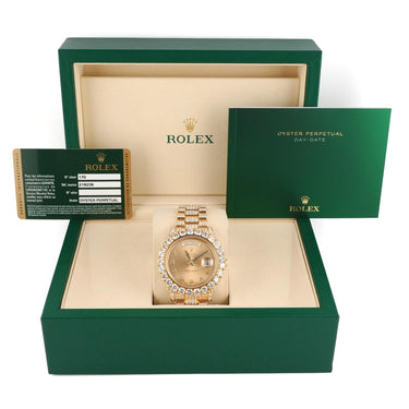 Rolex 218238 Day-Date 41 mm Champagne Dial Aftermarket Diamonds Bezel Box 2014