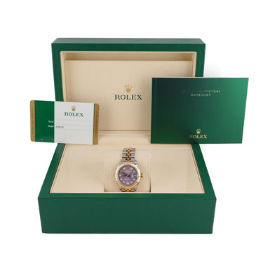 Rolex 279173 Lady-Datejust 28 mm Lavender Diamond Dial Jubilee Box & Papers 2017