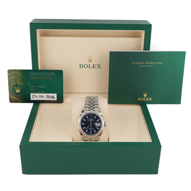 Rolex 126234 Datejust 36 mm Blue Index Dial Jubilee Bracelet Box & Papers 2026