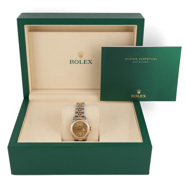 Rolex 69173 Lady-Datejust 26 mm Champagne Index Dial Jubilee Bracelet Box 1994