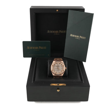 Audemars Piguet Royal Oak 37mm 18K RG Diamond Bezel White Dial Box & Papers 2017