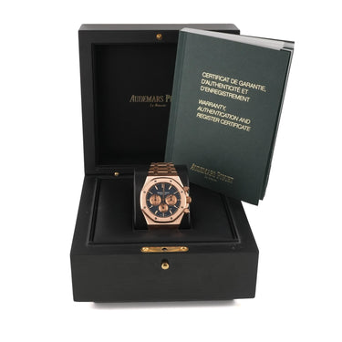 Audemars Piguet Royal Oak Chronograph 41 mm 18K RG Blue Dial Box & Papers 2017
