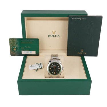 Rolex 116400GV Milgauss 40 mm Black Index Dial Oyster Bracelet Box & Papers 2021