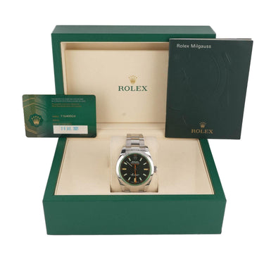 Rolex 116400GV Milgauss 40 mm Black Index Dial Oyster Bracelet Box & Papers 2021