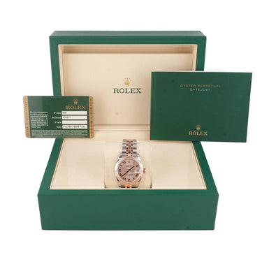 Rolex 178271 Datejust 31 mm Pink Roman Dial Jubilee Bracelet Box and Papers 2013
