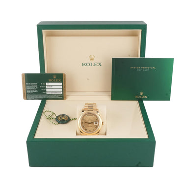 Rolex 218238 Day-Date II 41mm Champagne Roman Dial President Box and Papers 2012