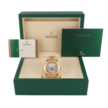 Rolex 218238 Day-Date II 41mm Silver Roman Dial President Box and Papers 2014