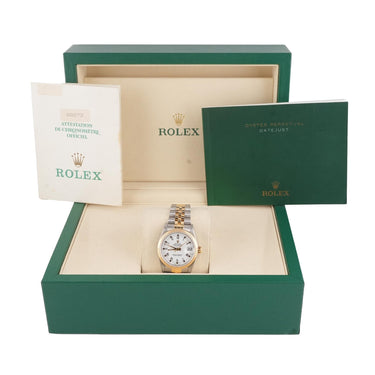 Rolex 68273 Datejust 31 mm White Roman Dial Jubilee Bracelet Box and Papers 1995