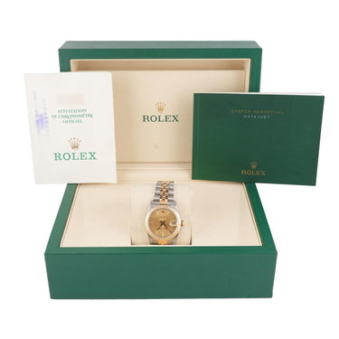Rolex 68273 Datejust 31 mm Champagne Dial Jubilee Bracelet Box and Papers 1992