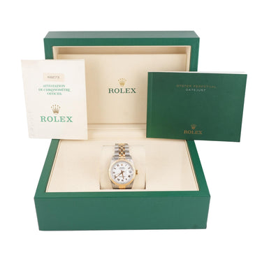 Rolex 68273 Datejust 31 mm White Roman Dial Jubilee Bracelet Box and Papers 1992