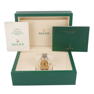 Rolex 68273 Datejust 31 mm Champagne Dial Jubilee Bracelet Box and Papers 1990
