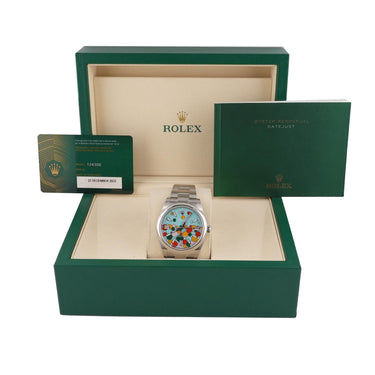 Rolex 124300 Oyster Perpetual 41mm Turquoise Blue Dial Oyster Box & Papers 2023