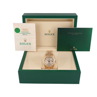 Rolex 18238 Day-Date 36mm Silver Index Dial President Bracelet Box & Papers 1994