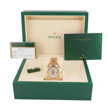 Rolex 218238 Day-Date II 41mm Ivory Concentric Dial President Box & Papers 2015