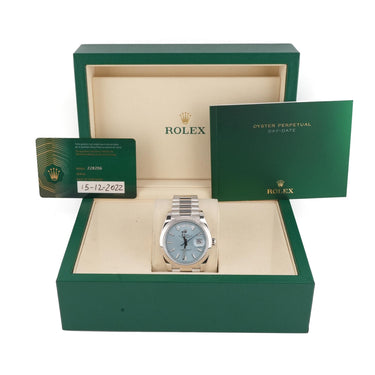 Rolex 228206 Day-Date 40 mm Ice Blue Diagonal Motif Dial Box and Papers 2022