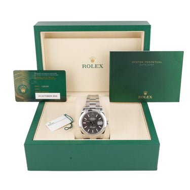 Rolex 126300 Datejust 41 mm Dark Rhodium Dial Oyster Bracelet Box & Papers 2025