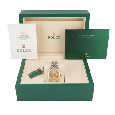 Rolex 68273 Datejust 31 mm Champagne Dial Jubilee Bracelet Box and Papers 1991