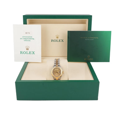 Rolex 69173 Lady-Datejust 26mm Champagne Dial Jubilee Bracelet Box & Papers 1997