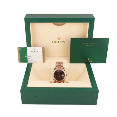 Rolex 228235 Day-Date 40 mm 18K Rose Gold Chocolate Dial Box and Papers 2018