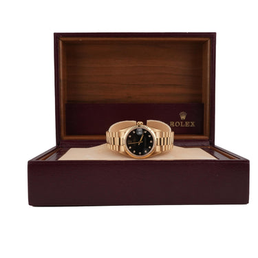 Rolex 68278 Datejust 31 mm Black Diamond Dial President Box and Papers 1989